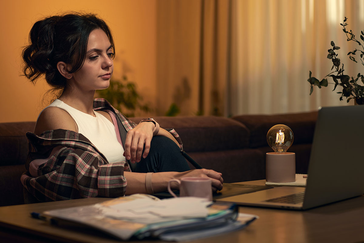 woman using laptop
